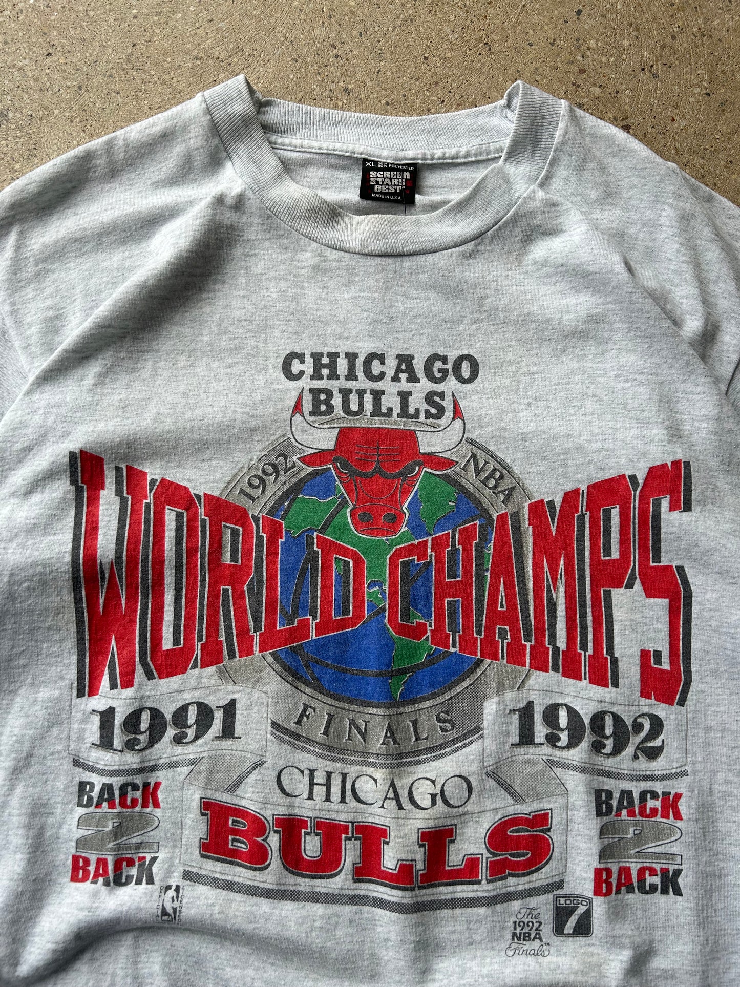 Vintage 1992 Chicago Bulls World Champs T Shirt Size Large